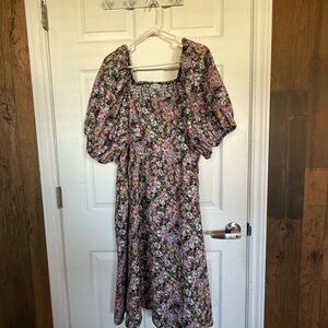 Baltic Born Floral Puff Sleeve Midi Dress